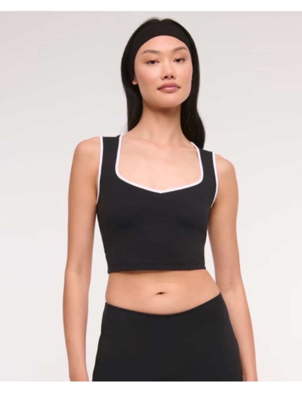 Abercrombie & Fitch Black Crop Tank with White Trim YBP studioflex size s
